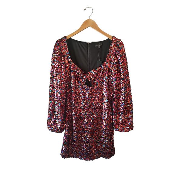 Lucy Paris rainbow color sequins Party Starter mini Dress sz medium new $128 - Picture 3 of 8